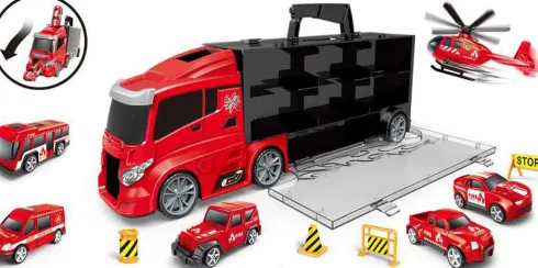 Lastbil M/Redningskøretøjer Og Skilte, Brand - Contruck