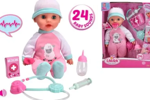 Laura - Interaktiv Babydukke Legesæt - Med 24 Lyde - Little Patient