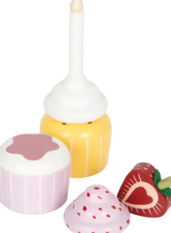 Legemad I Træ - Cupcakes Med Kageopsats - Small Foot