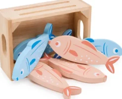 Legemad I Træ - Fisk Med Kasse - Mentari