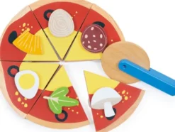 Legemad I Træ Med Velcro - Pizza - Mentari