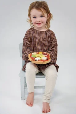 Legemad I Træ Med Velcro - Pizza - Mentari