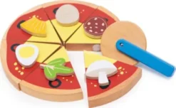 Legemad I Træ Med Velcro - Pizza - Mentari