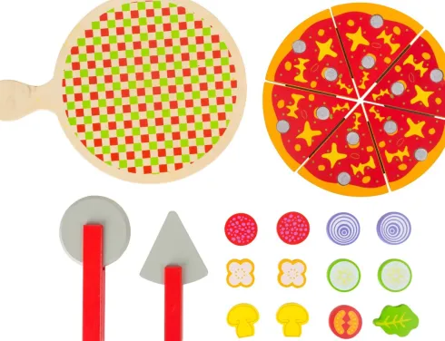 Legemad I Træ Med Velcro - Pizza Sæt - Small Foot