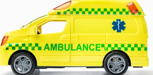 Legetøjs Ambulance Med Lys Og Lyd - Pull-Back - Gul