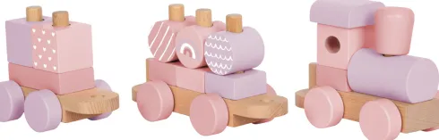 Legetøjstog Med Stableklodser - Træ - Til Børn - Pink - Small Foot