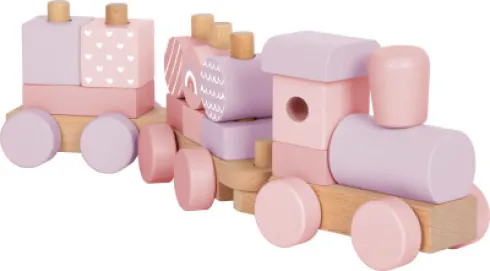 Legetøjstog Med Stableklodser - Træ - Til Børn - Pink - Small Foot