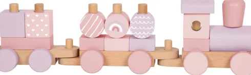 Legetøjstog Med Stableklodser - Træ - Til Børn - Pink - Small Foot