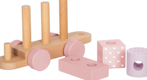 Legetøjstog Med Stableklodser - Træ - Til Børn - Pink - Small Foot