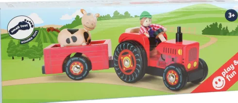 Legetøjs Traktor Med Vogn - Inkl. 2 Figurer - Træ - Small Foot