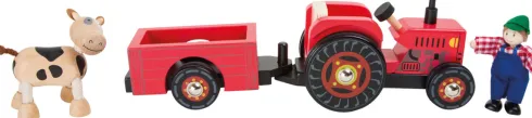 Legetøjs Traktor Med Vogn - Inkl. 2 Figurer - Træ - Small Foot
