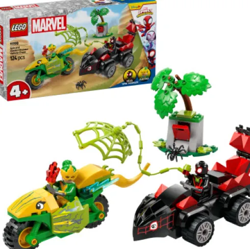 Lego Marvel Spidey - Spin Og Electros Dinosaurkøretøjsjagt - 11198