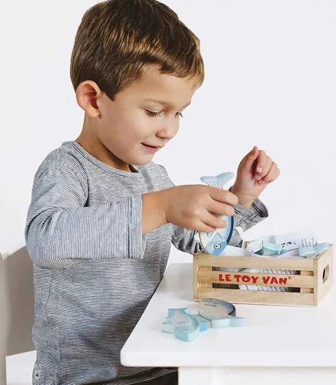 Le Toy Van Legemad - Frisk Fisk I Trækasse - 7 Dele