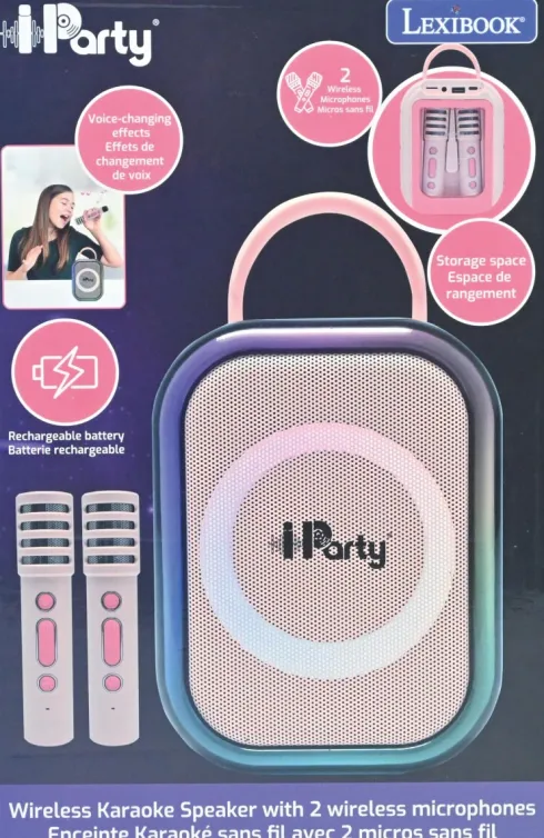 Lexibook - Iparty Karaoke Sæt Til Børn - Højtaler Med 2 Mikrofoner