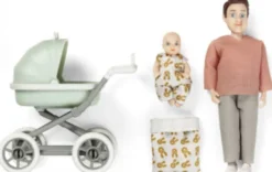 Lundby - Far Med Baby Og Barnevogn - 18241