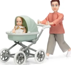 Lundby - Far Med Baby Og Barnevogn - 18241