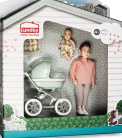 Lundby - Far Med Baby Og Barnevogn - 18241