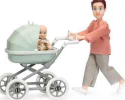Lundby - Far Med Baby Og Barnevogn - 18241