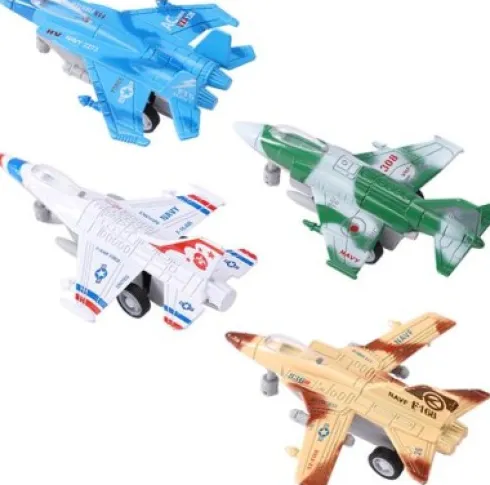 Magni - Fighter Jet Legetøjsfly Med Pull Back - Assorteret