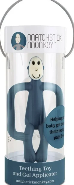 Matchstick Monkey - Teething Toy And Gel Applicator - Airforce Blå