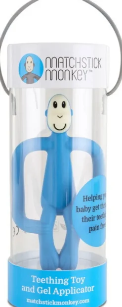 Matchstick Monkey - Teething Toy And Gel Applicator - Lyseblå