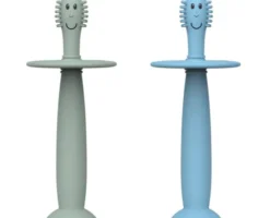 Matchstick Monkey - Toothbrush - 2 Babytandbørster - Mint Og Blå