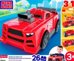Mega Bloks - Build & Go Race Car - 26 Dele - Mattel Jkg35