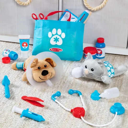 Melissa & Doug - Pet Vet Playset - Dyrlægesæt Til Børn - 24 Dele