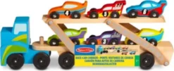 Melissa & Doug - Race-Car Carrier - Biltransporter Legesæt I Træ