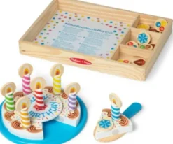 Melissa & Doug - Wooden Birthday Cake - Legesæt I 34 Dele