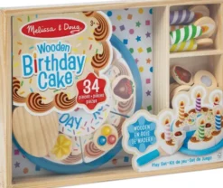 Melissa & Doug - Wooden Birthday Cake - Legesæt I 34 Dele