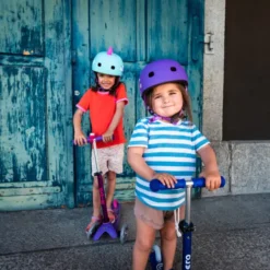 Micro - Cykelhjelm Til Børn - Medium 52-56 CM - 3D Drage - Blå