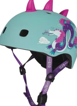 Micro - Cykelhjelm Til Børn - Medium 52-56 CM - 3D Drage - Blå