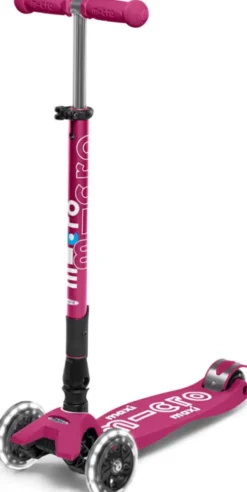 Micro - Maxi Deluxe Led Foldbar - Berry Red - Trehjulet Løbehjul