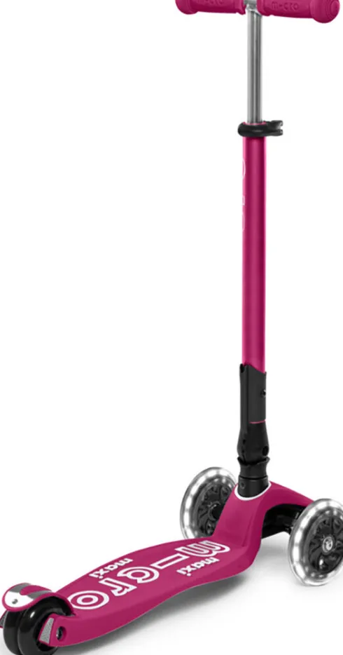 Micro - Maxi Deluxe Led Foldbar - Berry Red - Trehjulet Løbehjul