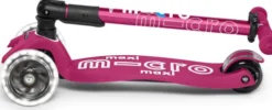 Micro - Maxi Deluxe Led Foldbar - Berry Red - Trehjulet Løbehjul