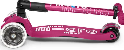 Micro - Maxi Deluxe Led Foldbar - Berry Red - Trehjulet Løbehjul