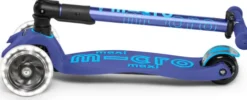 Micro - Maxi Deluxe Led Foldbar - Navy - Trehjulet Løbehjul