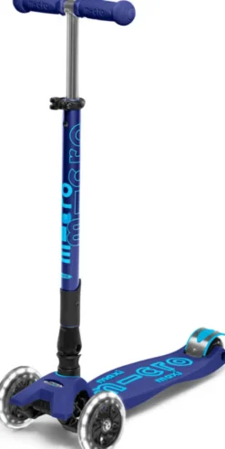 Micro - Maxi Deluxe Led Foldbar - Navy - Trehjulet Løbehjul