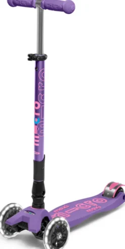 Micro - Maxi Deluxe Led Foldbar - Purple - Trehjulet Løbehjul
