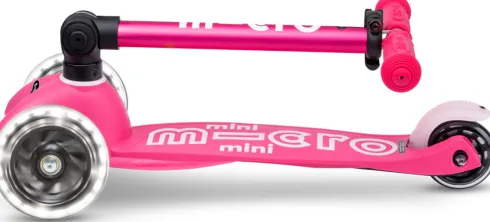 Micro - Mini Deluxe Led Foldbar - Pink - Trehjulet Løbehjul