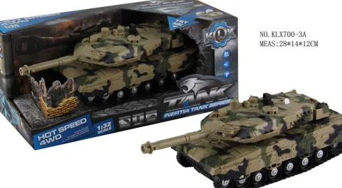 Military Tank W/Friction, Light, Sound & Try-Me - Klx Toys