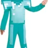 Minecraft Kostume Til Børn - Diamond Armor - 128 CM