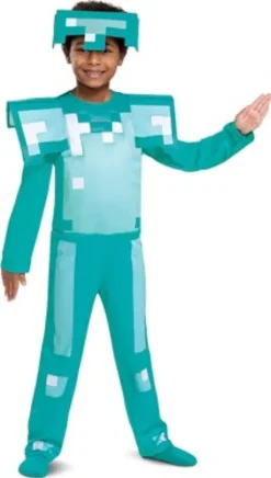Minecraft Kostume Til Børn - Diamond Armor - 128 CM