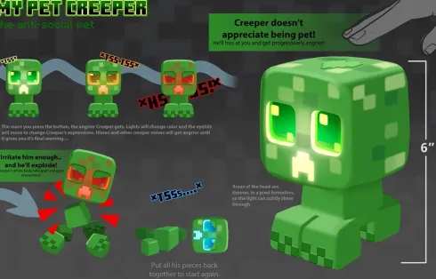 Minecraft - My Pet Creeper - Interaktiv Figur Med Lyd Og Lys