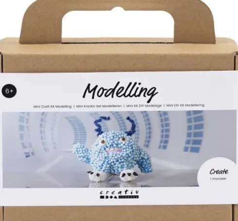 Mini DIY Kit - Silk Clay Og Foam Clay - Monster Bobby - Lys Blå