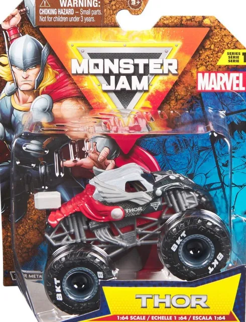 Monster Jam - Monster Truck Bil - 1:64 - Marvel - Assorteret