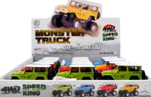 Monster Truck Jeep Med Pull - Back - Assorterede Farver