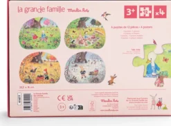 Moulin Roty - La Grande Famille Mini Puslespil - 4X12 Brikker - Årstiderne