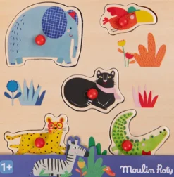 Moulin Roty - Les Toupitis Knoppuslespil - 5 Brikker - Jungledyr